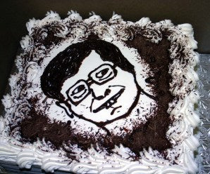 The cake a friend made of me to celebrate another milestone.